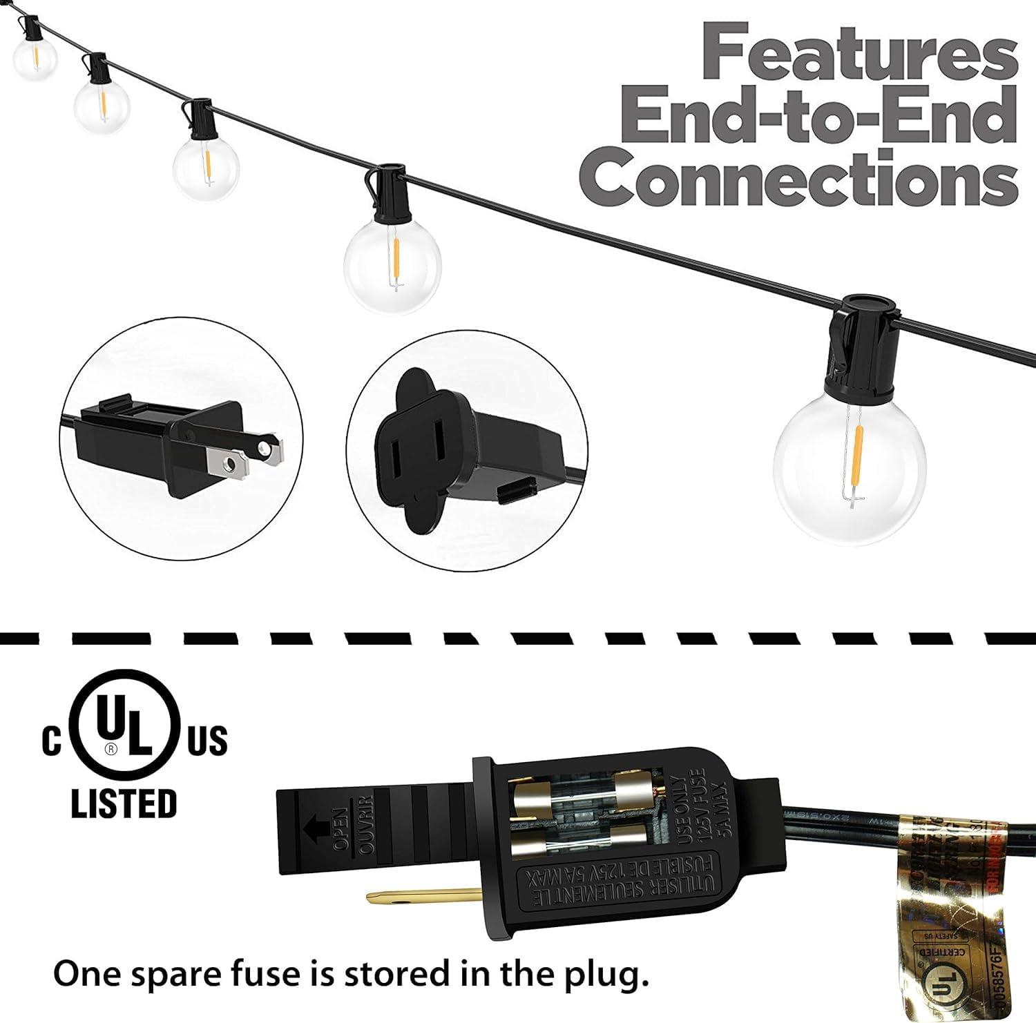 Lampat String Lights, LED 25 Light Bulbs 25Ft G40 Globe String Lights with Bulbs for Indoor/Outdoor Commercial Decor - Image 2