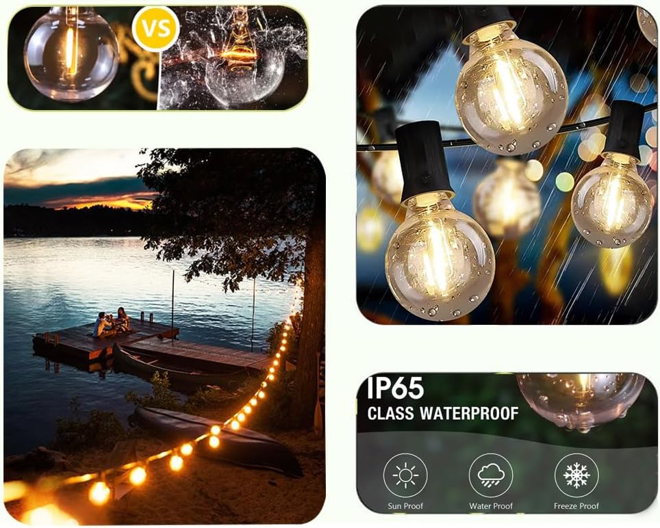 Lampat String Lights, LED 25 Light Bulbs 25Ft G40 Globe String Lights with Bulbs for Indoor/Outdoor Commercial Decor - Image 4