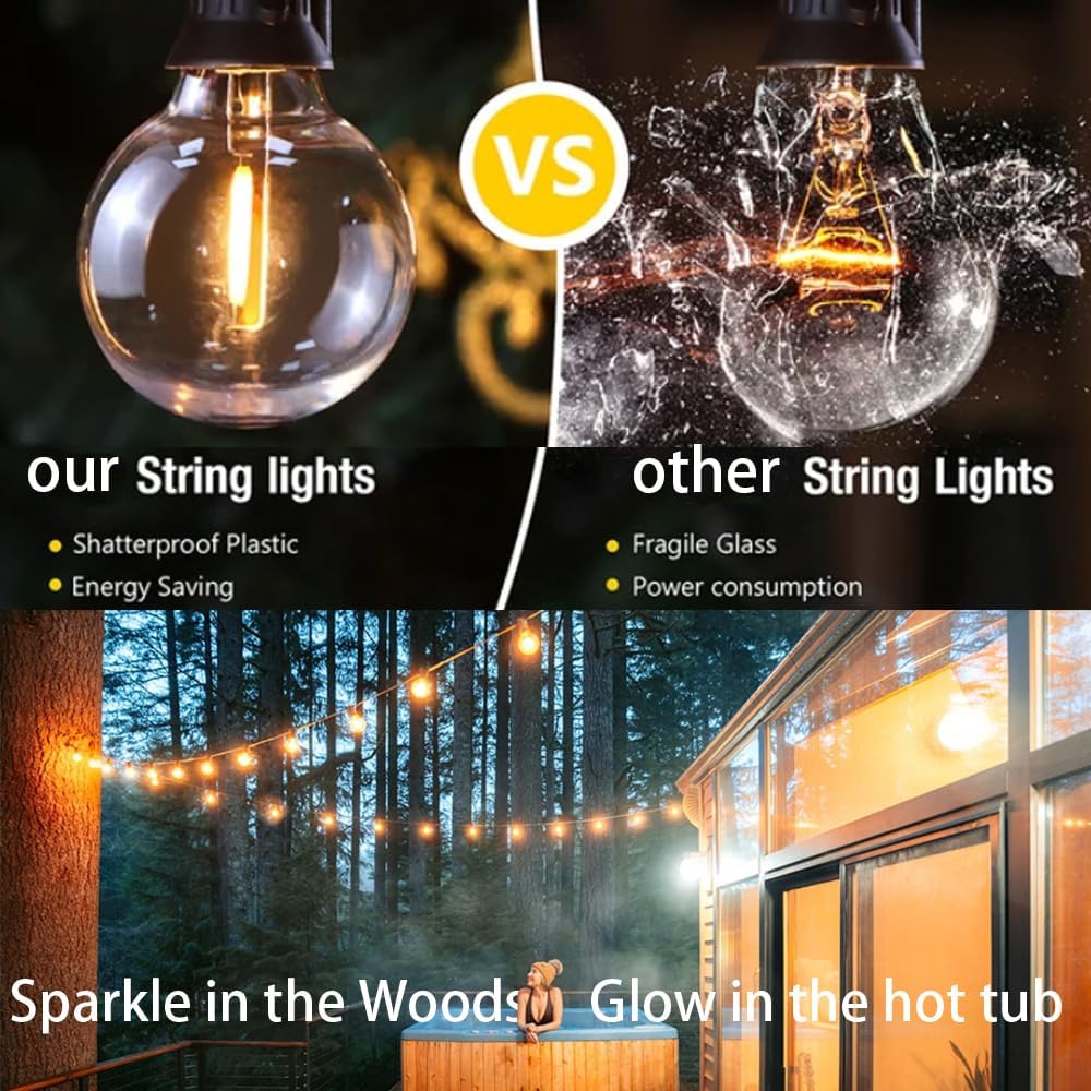 Lampat String Lights, LED 25 Light Bulbs 25Ft G40 Globe String Lights with Bulbs for Indoor/Outdoor Commercial Decor - Image 5